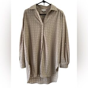 Chenault brown textured long sleeve button down shirt